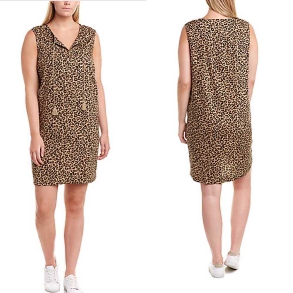 Beach Lunch Lounge Leopard Print Sleeveless Dress Coverup SzSmall